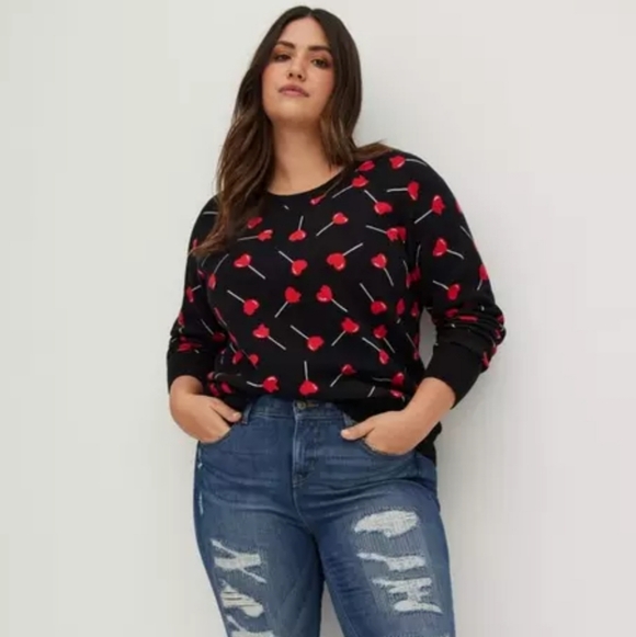 Torrid Raglan Heart Lollipop Pullover - Picture 2 of 2
